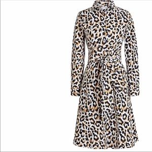 New J. Crew Leopard tie-waist shirtdress